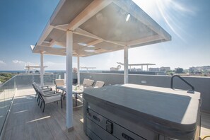 Roof Terrace with Hot Tub overlooking the sea views