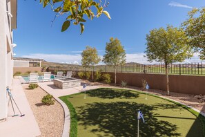 Backyard Putting Green and Fire Pit