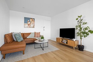 Spacious lounge with smart TV