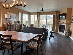 Live edge dining table can seat six for dinner