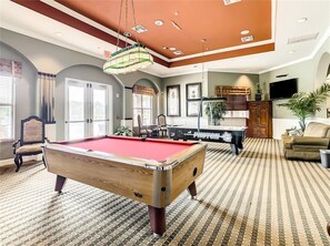 Rack 'em up and break in style in our elegant billiards room, where every shot is an opportunity for fun and camaraderie.