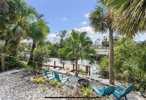 Relax by the canal with a fire.