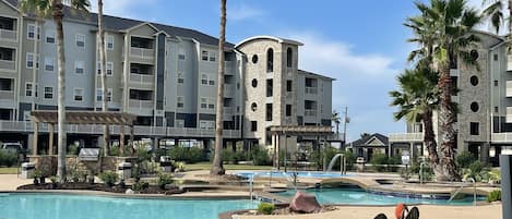 View of complex Adult Pool, Kid Pool, and Hot Tub.