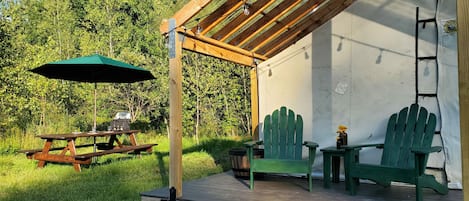 Cedar Adirondacks and 8 foot picnic table