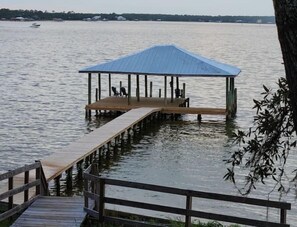 Private dock with boat slip