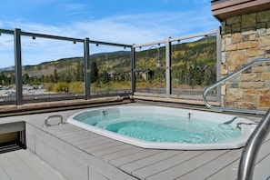 After a day of mountain adventures ease sore muscles in one of the 2 shared hot tubs while you take in the beautiful views over the slopes.