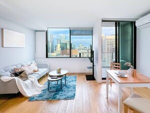 Bright living and dining area