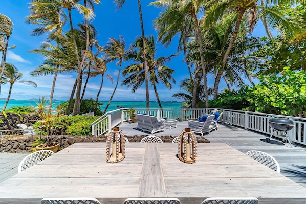 Relax and dine with breathtaking ocean views, the perfect setting for gatherings or a peaceful retreat.