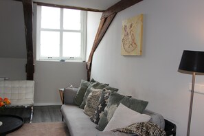 The sliding window provides plenty of natural light.