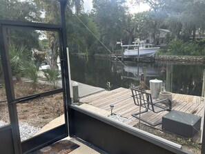 View of canal from pool deck. 