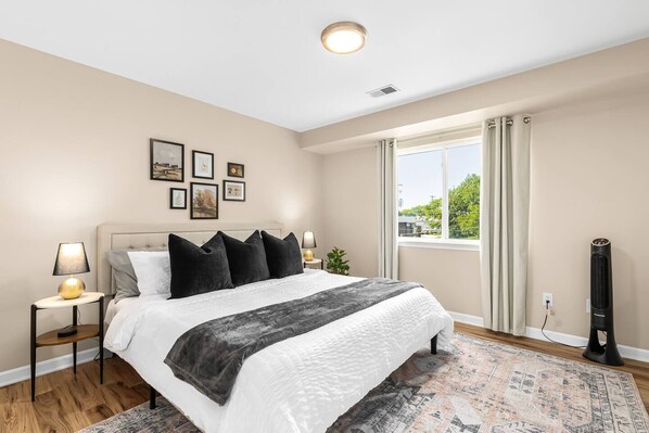 Elegant and comfortable bedroom in our beautiful home.