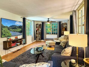 Living Room with oversized TV & Roku