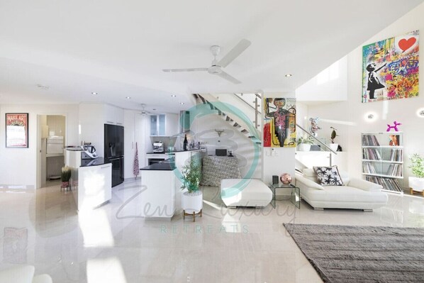 Zen Cascade: 4BR Luxury Penthouse Loft with Views - Elevate your stay in our unit with a loft, offering a stylish retreat with added space and character.