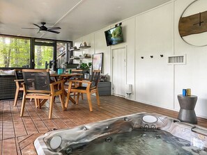 Just relax and enjoy the view! Patio heaters will keep you warm and toasty between dips.