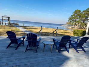 View of the bay from large deck off the living room