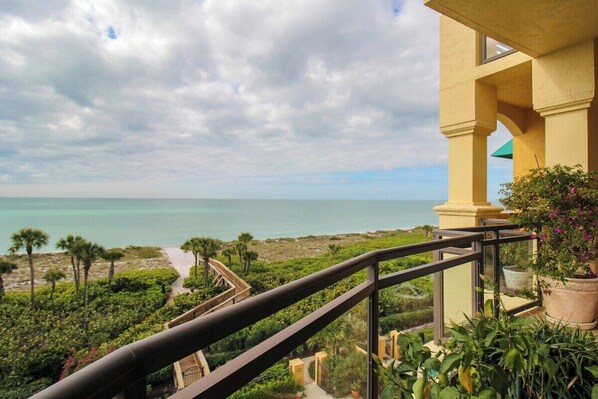The balcony and the beach view