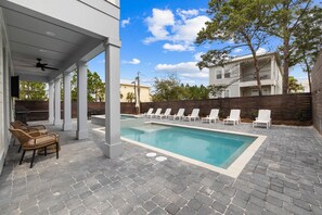 Dip into the refreshing pool after a day at the beach!
