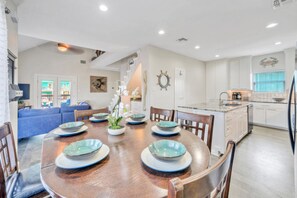 Inviting dining table.