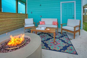 Cozy fire pit seating.
