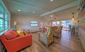 Spacious living room with ample seating.