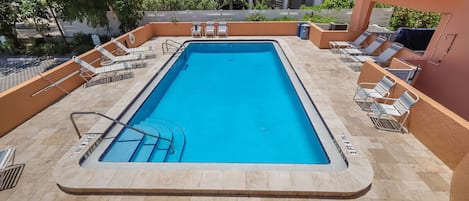 Balcony view overlooking the pool