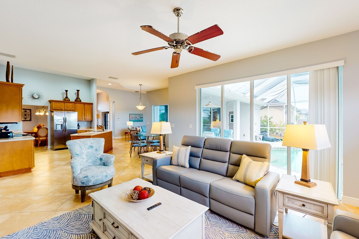 Spacious home with private pool, spa, patio, grill, AC, & W/D
