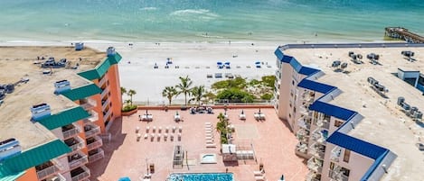 Beachfront pool and sun deck!