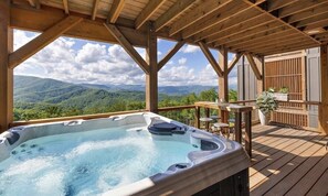 Relax in the Hot Tub Taking in Mountain Views