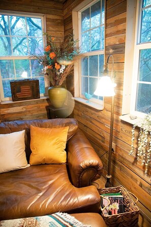 Cozy oversized chair for reading or relaxing