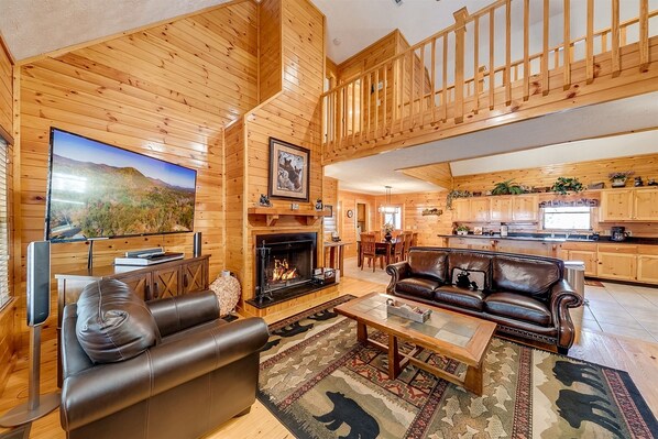 Living room with TV &  Fireplace