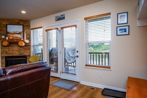 There is easy access from the living room to the deck.