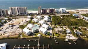 Right across from the white sand beaches