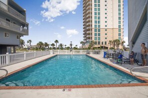 Take a dip in the outdoor pool