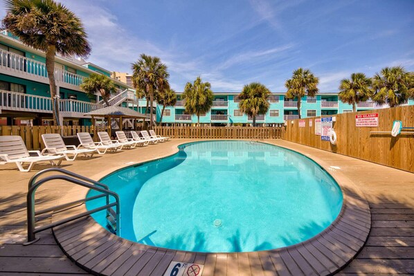 One of two outdoor pools.