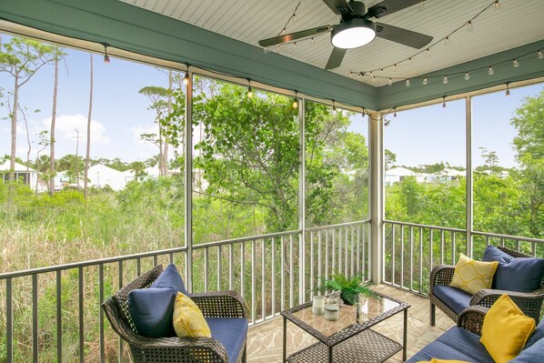 Peaceful screened in porch.