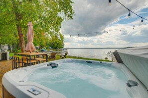 Deck | Private Hot Tub | Lakefront Property