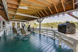 Shared Deck | Waterfront View | Gas & Charcoal Grills | Chiminea