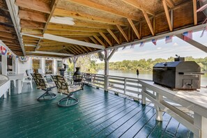 Shared Deck | Waterfront View | Gas & Charcoal Grills | Chiminea