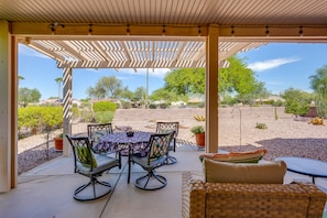 Furnished Patio | Flat-Screen TV | Gas Grill | Golf Cart Available