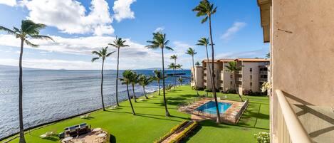 View from Lanai - Ocean, pool and BBQ