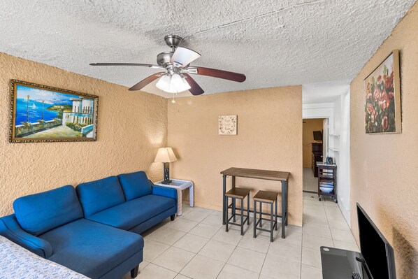 One complete condominium with all the furnishings and comforts. Your balcony overlooks the eighth-foot pool just a few feet from your doorstep. There are restaurants that specialize in local, Latin, and Caribbean food within walking distance—plenty of free onsite parking.