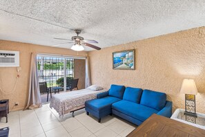 One complete condominium with all the furnishings and comforts. Your balcony overlooks the eighth-foot pool just a few feet from your doorstep. There are restaurants that specialize in local, Latin, and Caribbean food within walking distance—plenty of free onsite parking.
