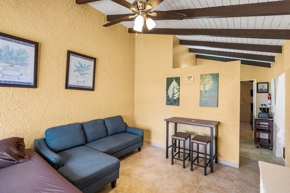 One complete condominium with all the furnishings and comforts. Your balcony overlooks the eighth-foot pool just a few feet from your doorstep. There are restaurants that specialize in local, Latin, and Caribbean food within walking distance—plenty of free onsite parking.