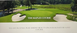 Reserve a TEE TIME on the newly reconstructed Maples Course:  clinics, lessons, and driving range.  Whether you are avid Pro  or a beginner golfer you will enjoy this challenging and beautiful 18 Hole Course of flourishing lush Bermuda greens and fairways meandering around the lake with the 18th hole redesigned by golf architect  Kris Spence.