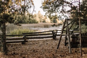 Lower part of property, with swing to sit and take in the views of Hat Creek 