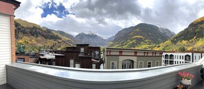 Views from the penthouse deck overlooking Telluride, Ajax mountain and the box canyon