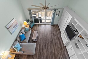 View of the living room from the Loft