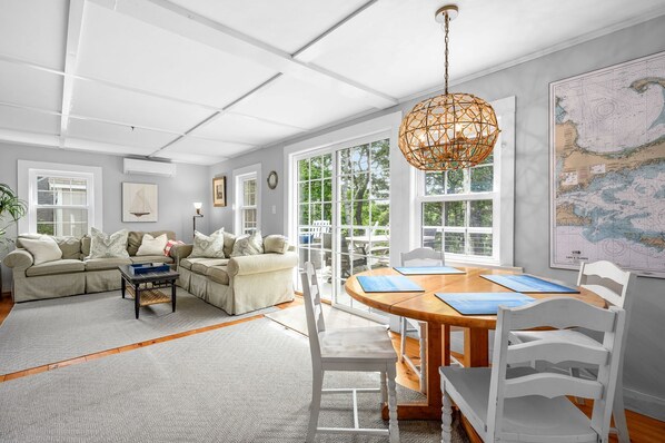 Bright and updated dining living room overlooking marsh - 135 Pine Knoll Avenue Chatham Cape Cod - Sarah-N-Dipity - NEVR