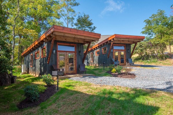 Come stay a mile from West Jefferson NC in one of our 7 Tiny cabins (shared grill)...