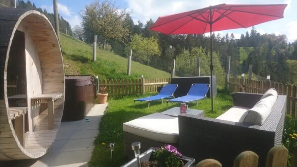 Private wellness oasis with sauna and whirlpool reserved just for you